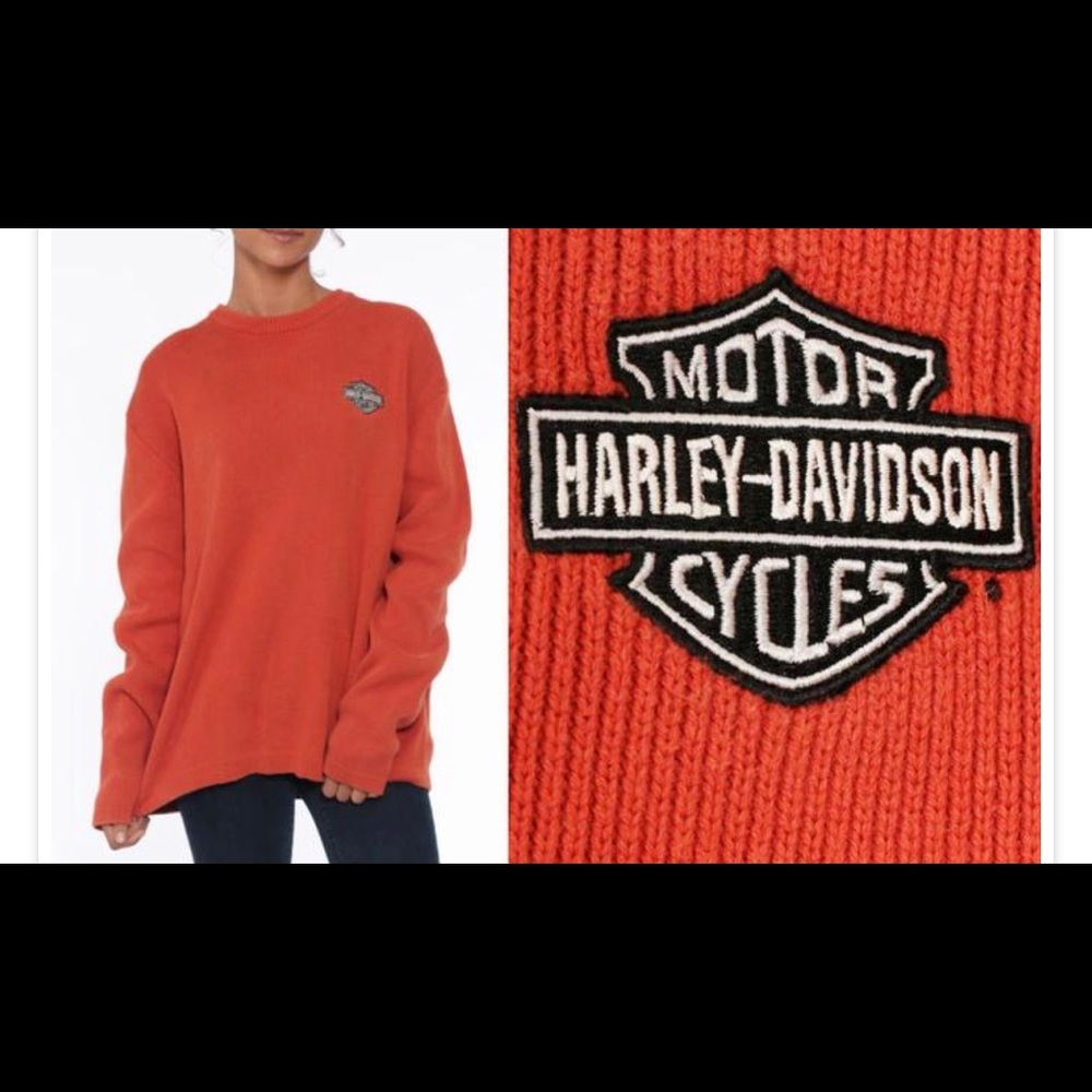 Harley-Davidson Orange Crew Neck Sweater
